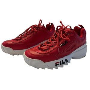 Fila Women’s Red Disruption Sneakers Running Shoes Size 7